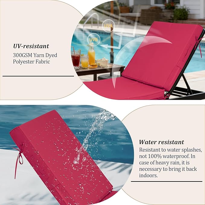 72x21x4in Lounge Cushions for Outdoor Furniture, Outdoor Lounge Chair Cushions - Image 4
