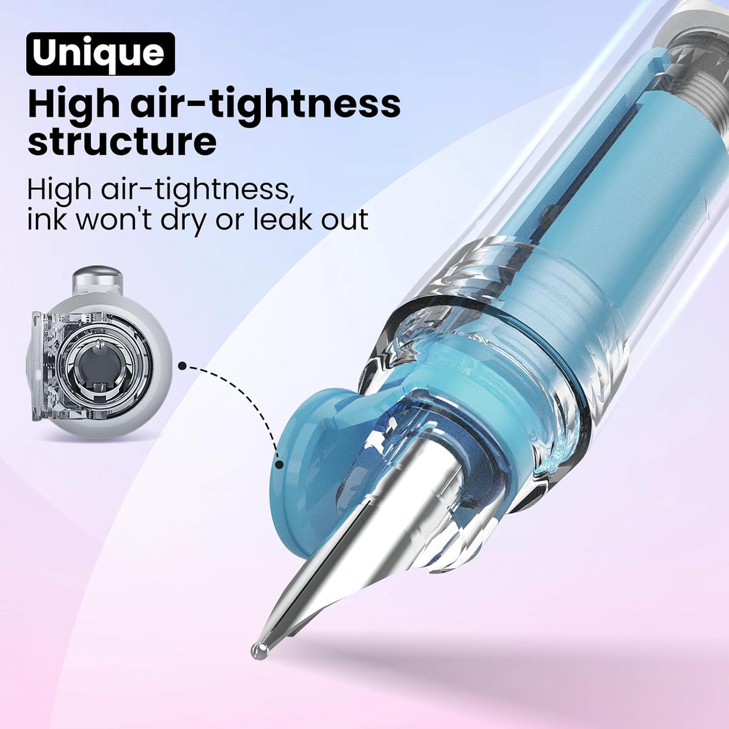 WRITECH Fountain Pen Fine Nib: Black Ink Retractable Pen Set Includes 5 Ink Cartridges Smooth Writing No leaking for Gift (Blue)