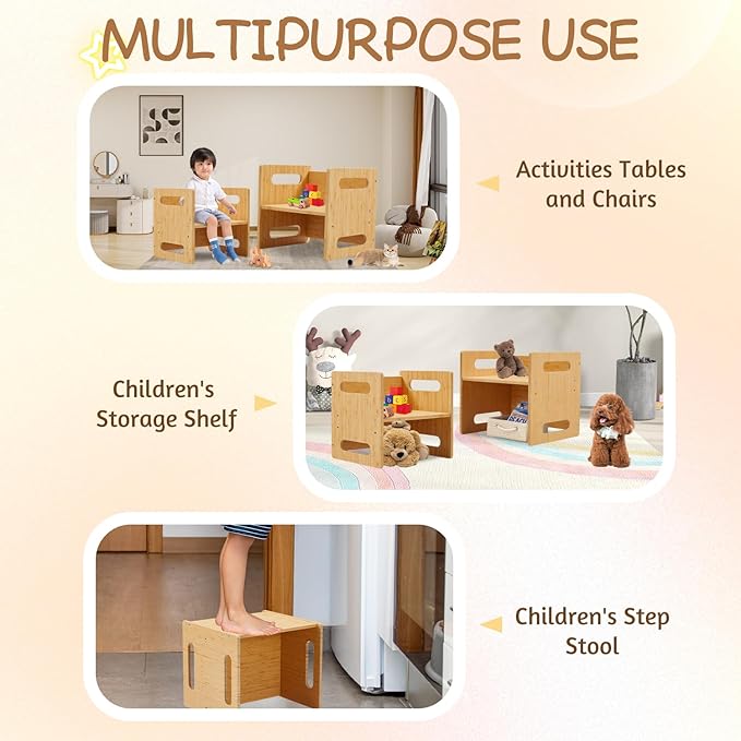 Montessori Table and Chair Set, Bamboo Wood Weaning Table and Chair Set - Image 4