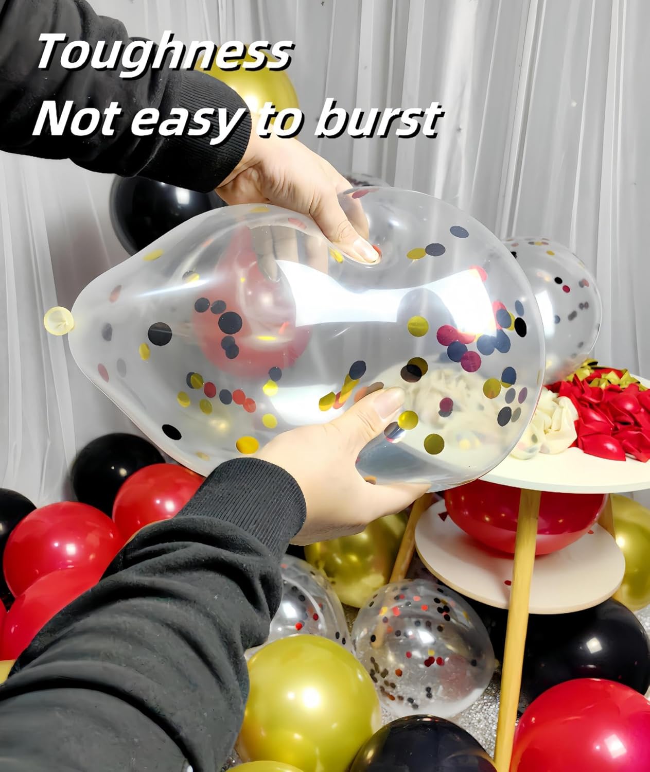 300 Pack Red Black and Gold Balloons 12 Inch Red Black Gold Confetti Balloon for Various Party Events Decorations