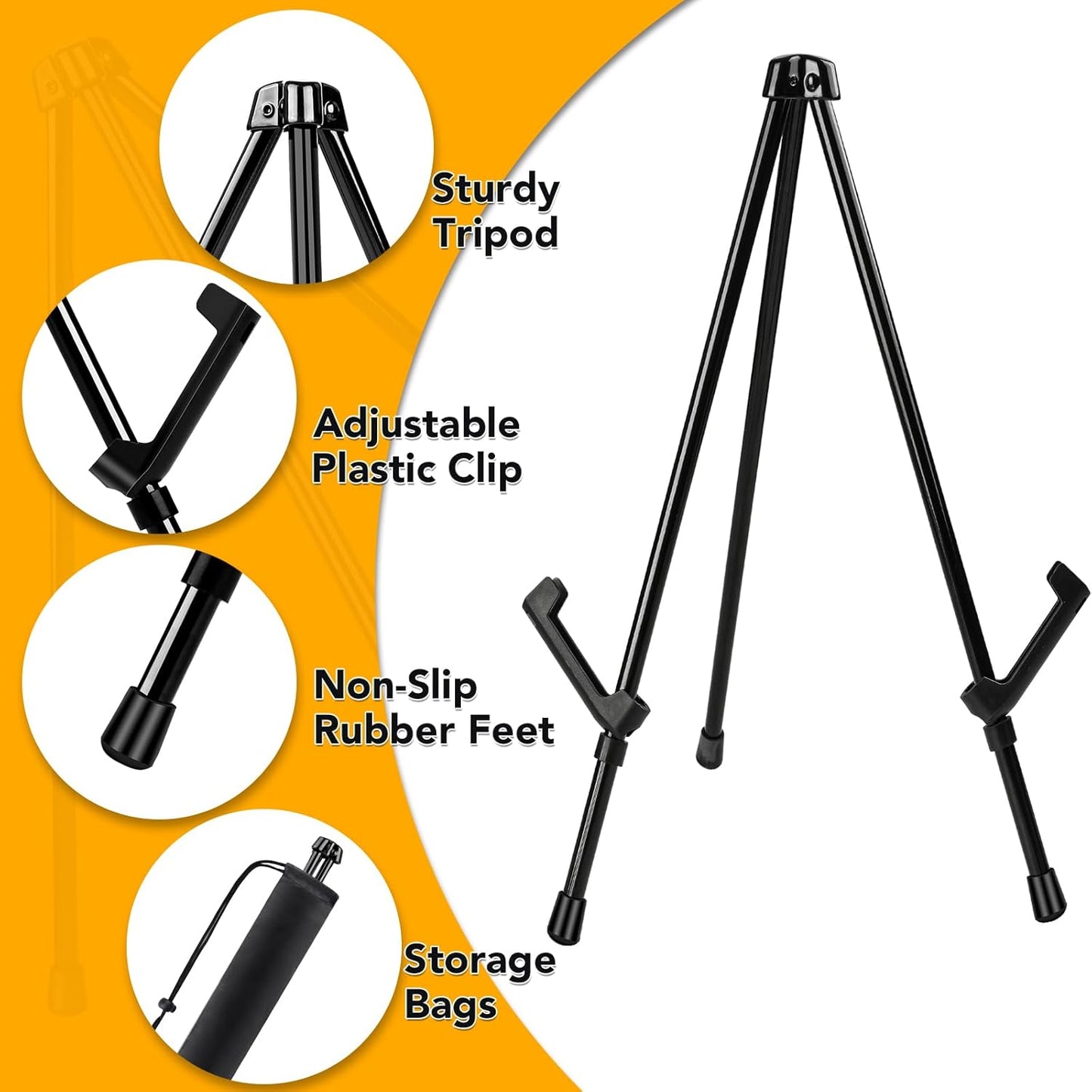 AROIC 3 Pack 14'' Tabletop Easels, Black Steel Table Top Easels for Display, Adjustable Portable Table Top Easel for Paintings, Signs, Posters,Frame Pictures(with 3 Bags)