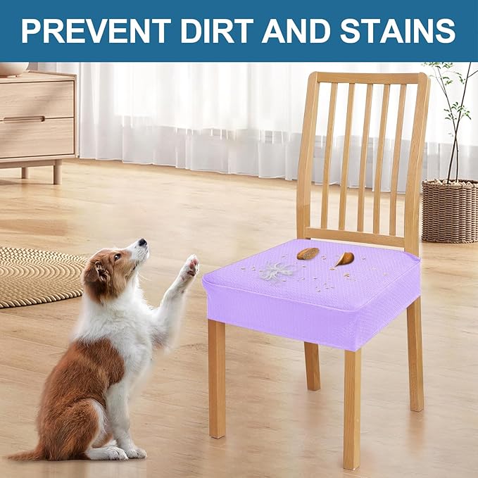 Smiry Waterproof Seat Covers for Dining Room Chairs Set of 2, Stretch Jacquard - Image 6