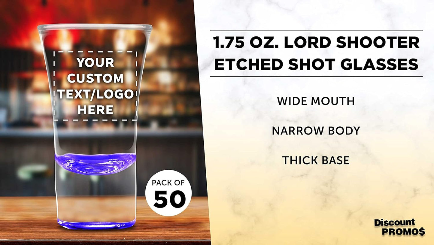 DISCOUNT PROMOS 2 oz. Lord Shooter Etched Shot Glasses, 10 pack, 21st Birthday Party, Lounge Glassware, Purple