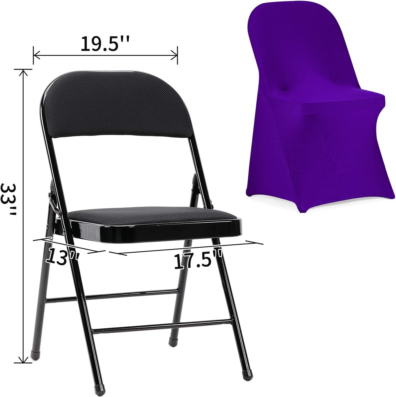 Peomeise Stretch Spandex Folding Chair Cover for Wedding Party Dining Banquet Event (Purple,6pcs)