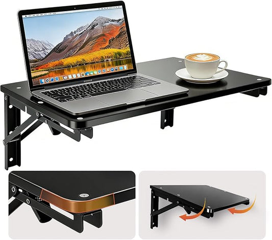 Folding Shelf Wall Mounted for Small Space, Home Office Floating Fold Down Desk by IDUNSEED