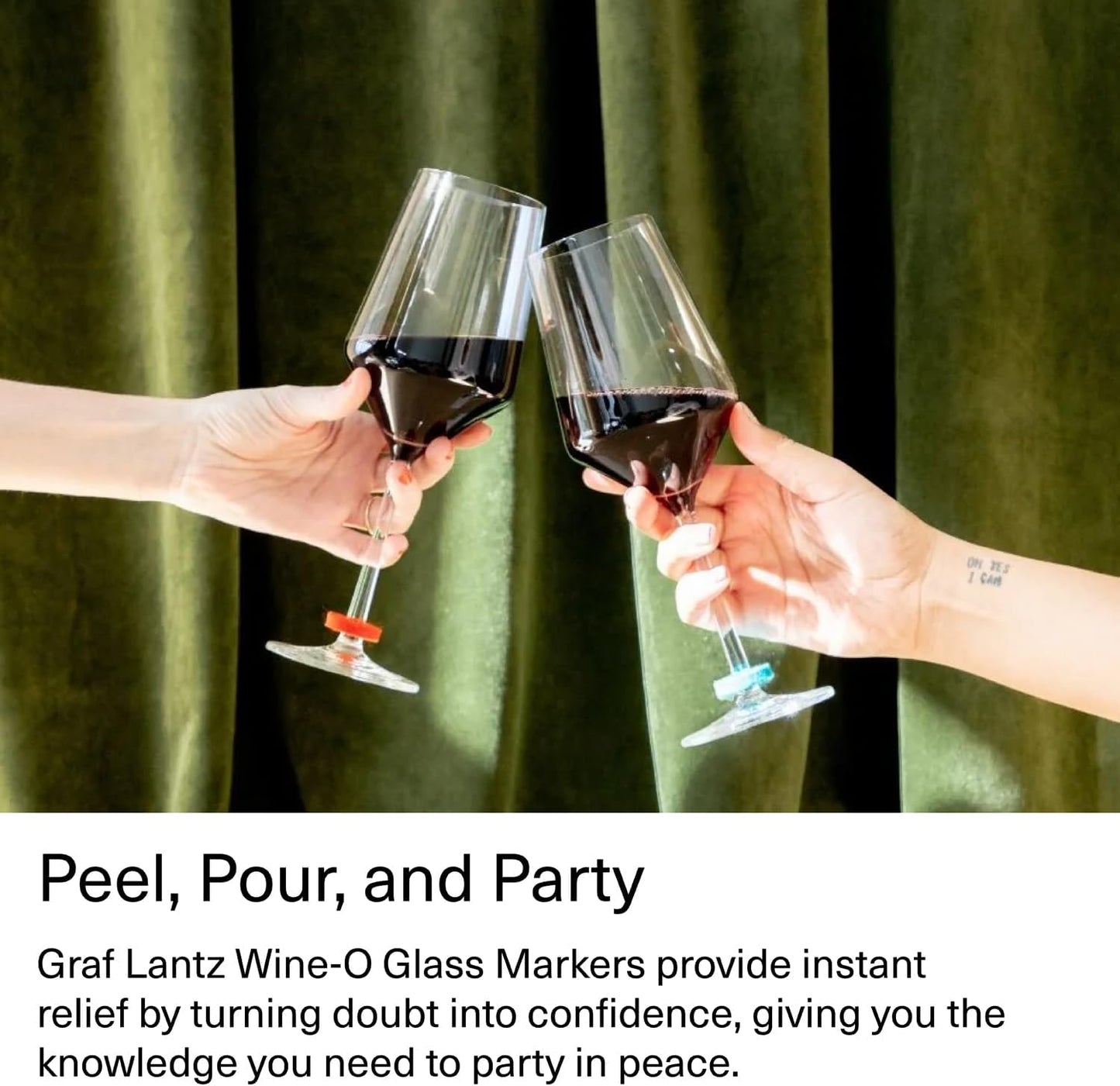 Graf Lantz - Wine-Ote's Merino Wool Wine Glass Charms (Happy) 7 Count - Drink Markers with Note Card - Reusable - 7 Colors - Boho Style - Home Decor, Party Favors & Vacation Essentials - 5mm Felt