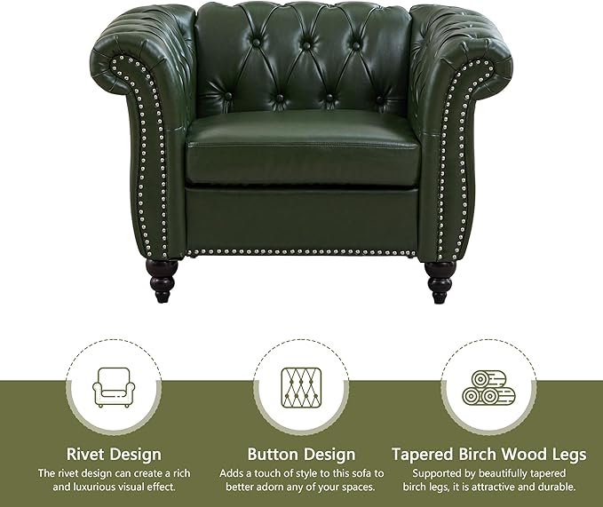 QHITTY 2 Piece Living Room Set, Sectional Chesterfield Sofa Chair Contemporary - Image 5