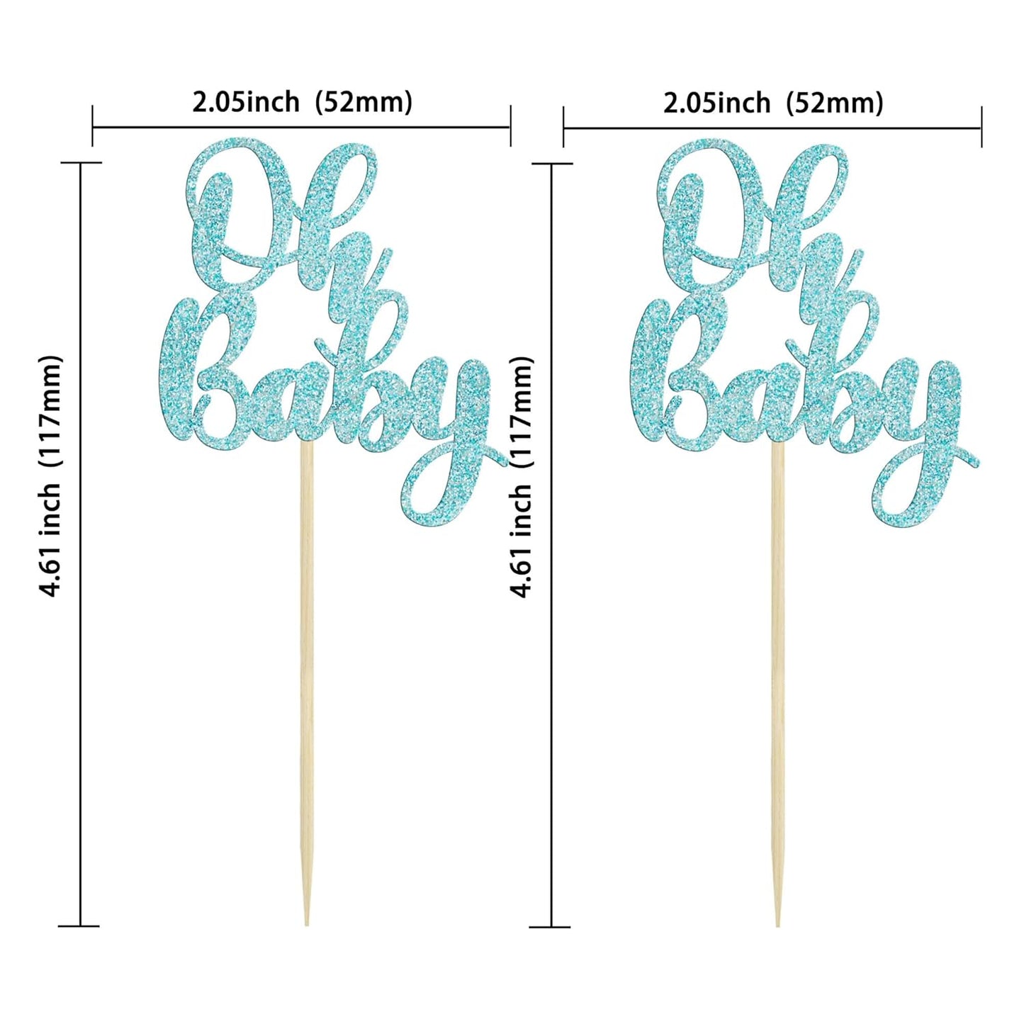Gyufise 36Pcs Oh Baby Cupcake Toppers Glitter Baby Shower Cupcake Picks Oh Baby Cake Pick for Baby Shower Kids Boys Girls Birthday Party Cake Decorations Supplies Light Blue