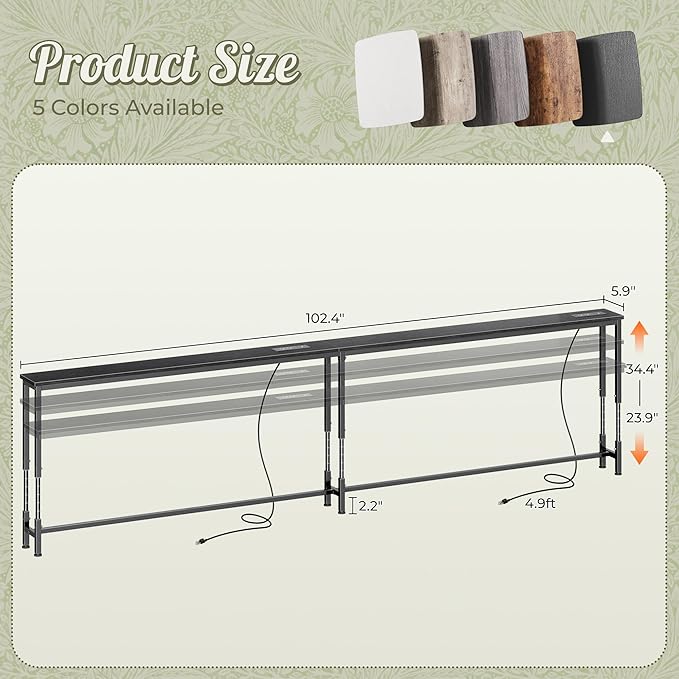 Huuger 102.4 Inch Sofa Table - Image 3