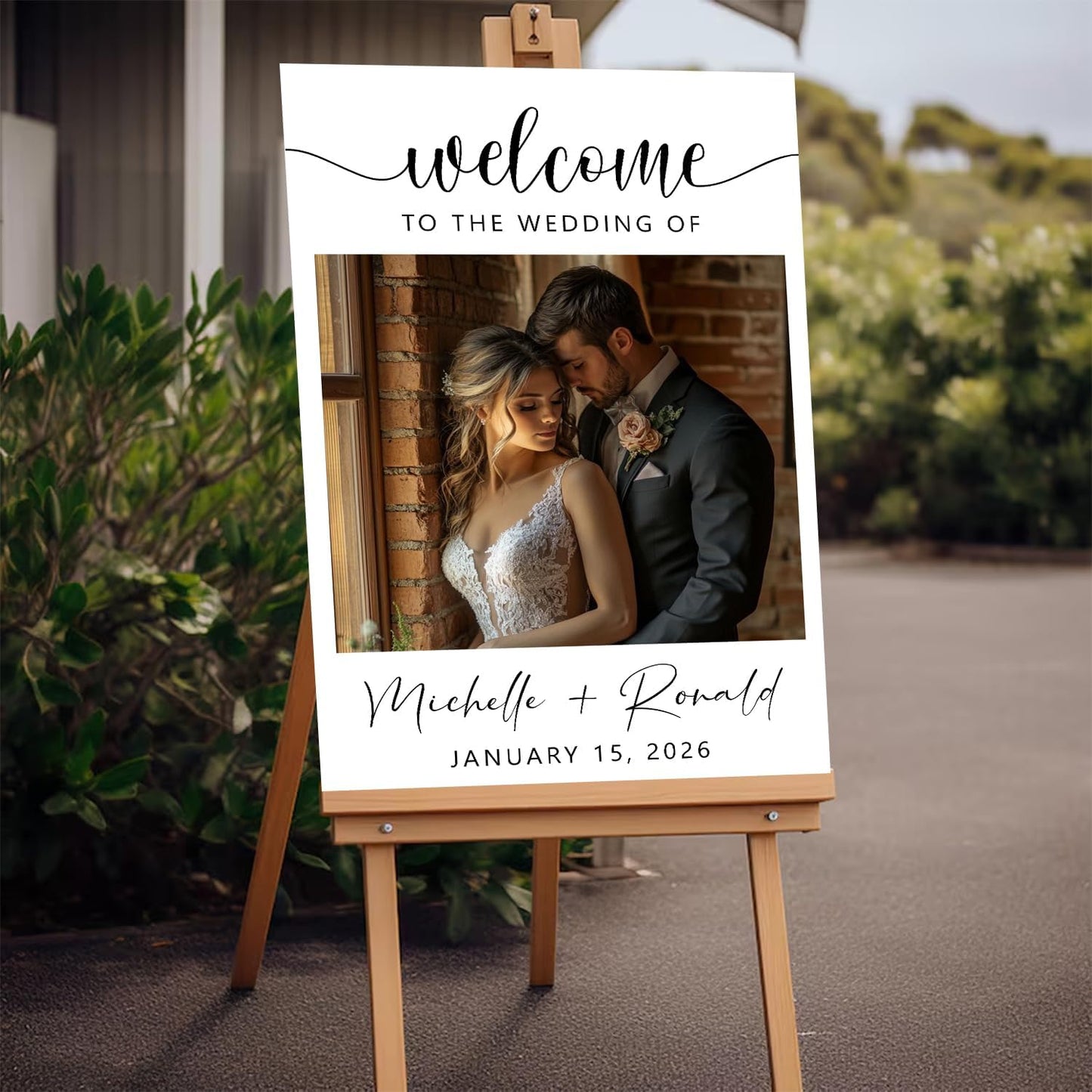 Editable Wedding Welcome Sign with Photo, Personalized Modern Reception Poster, Minimalist Printable Welcome Board