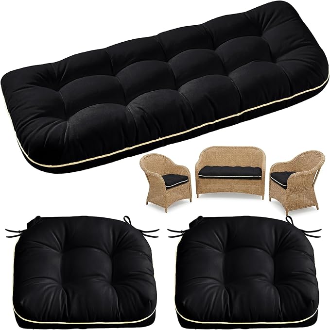 1 MIDDLE ONE Wicker Chair Cushions 3 Pieces Set by 1MIDDLEONE
