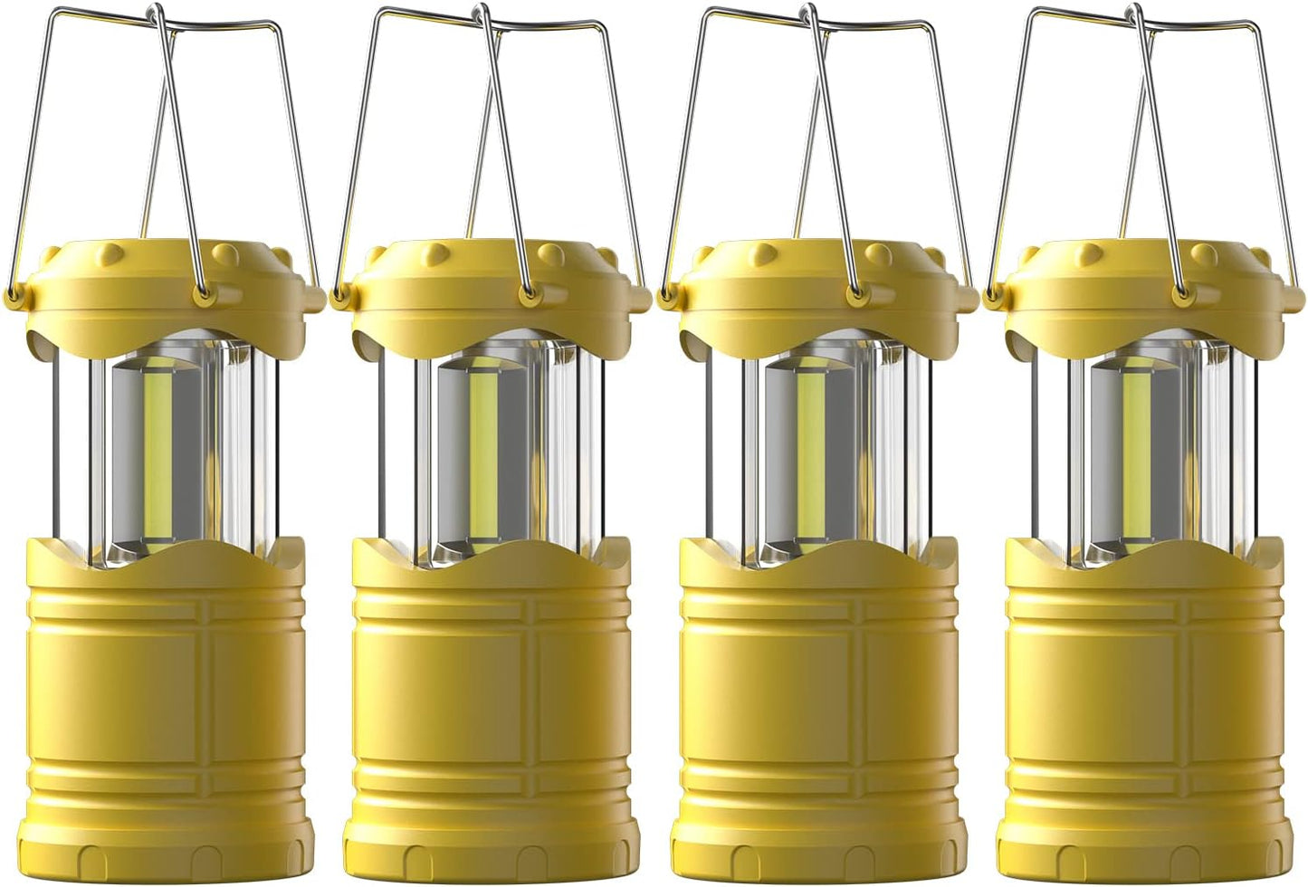 Lichamp LED Camping Lantern, 4 Pack Battery Powered Flashlight for Power Outages, Portable Collapsible Hanging Light Essential for Home, Outdoor, Emergency Lamp Survival Kit Gear for Hurricane, Yellow
