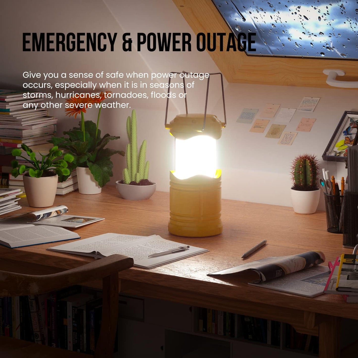 Lichamp LED Camping Lantern, 4 Pack Battery Powered Flashlight for Power Outages, Portable Collapsible Hanging Light Essential for Home, Outdoor, Emergency Lamp Survival Kit Gear for Hurricane, Yellow