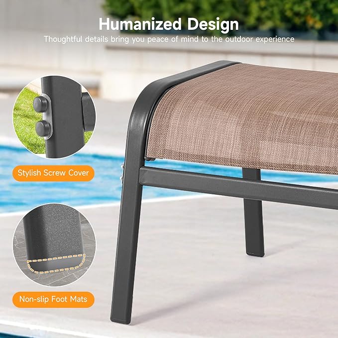 ONBRILL Outdoor Ottoman Set of 2, All Weather Outdoor Foot Stool - Image 7