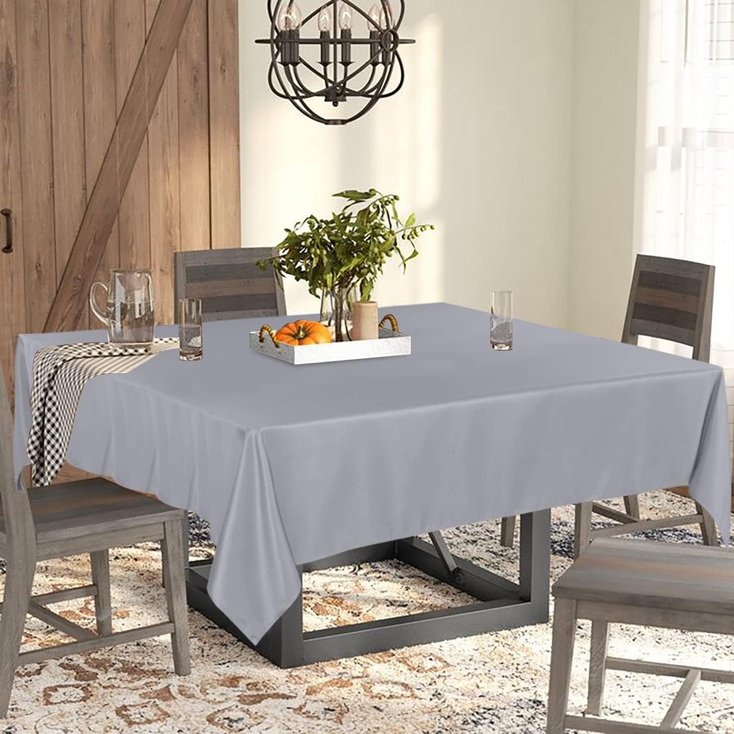 Fitable Square Tablecloth 60x60 inch Tablecloth Stain and Wrinkle Resistant Washable Polyester Table Cloth for Buffet Parties and Camping, Light Grey