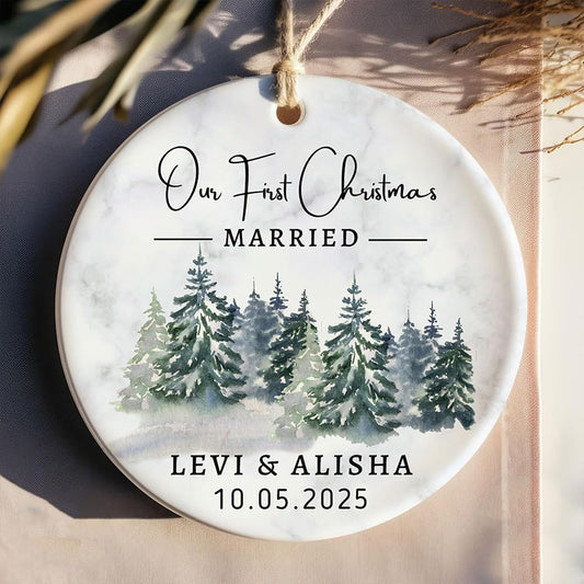 GABITA Personalized First Christmas Married Keepsake, First Christmas Married Ornament 2025, Decorations for New Couple, Married Ornament Calendar Gift 6