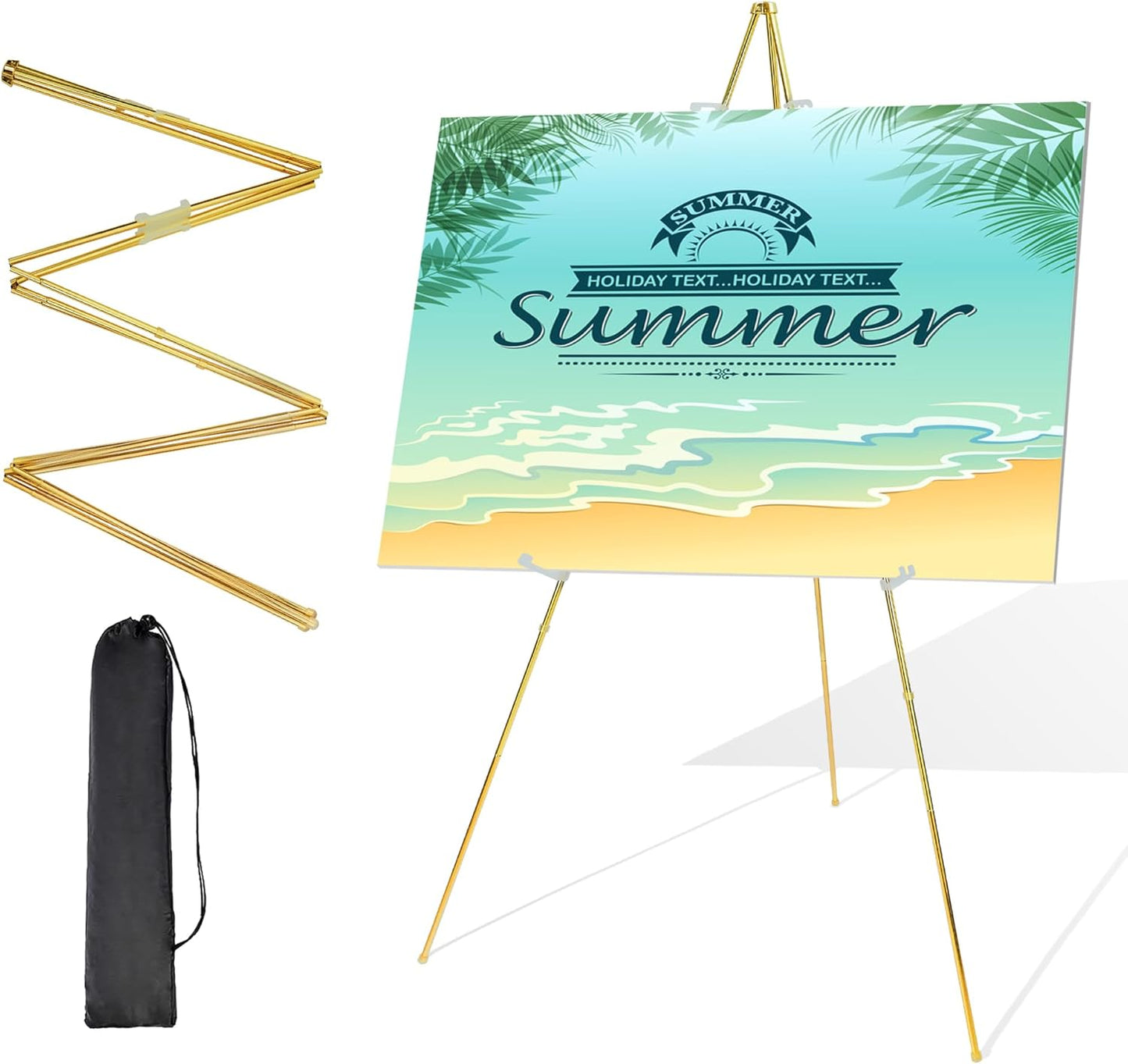 Easel Stand for Sign 63'' Art Easels for Display Wedding Welcome Poster Stand Portable Floor Metal Easel Gold