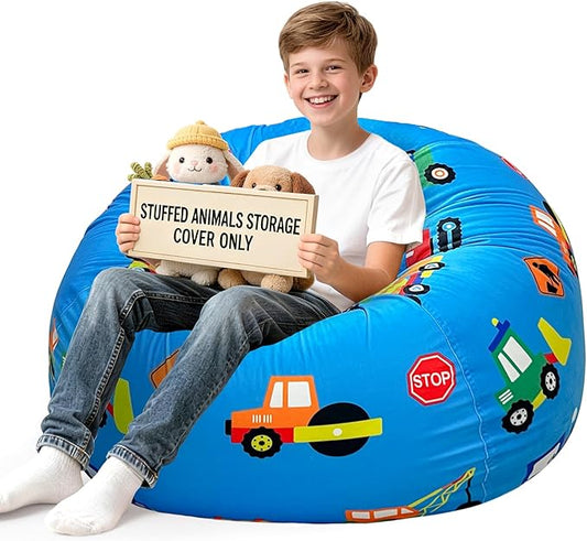 Lukeight Stuffed Animals Storage Bean Bag Chair Cover by Lukeight
