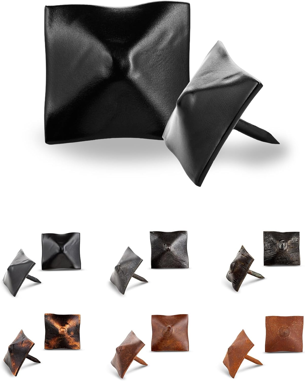 50 Pack 1" Square Head Iron Clavos Decorative Nails – Black – Handmade Rustic Square Fasteners for Farmhouse Shutters, Faux Wood Beams, Barn Doors, Shutters, and Gates – Ornamental Wood Accent