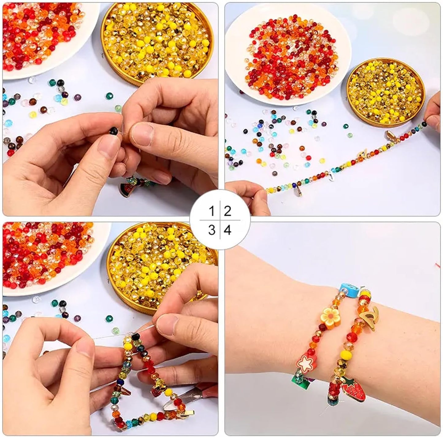 400PCS 4MM Crystal Glass Beads for Jewelry Making - Blue Series Rondelle Faceted Beads for Bracelet, DIY Crafts, Wind Chimes, Suncatchers - Round Spacer