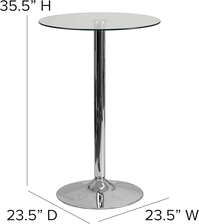 Flash Furniture Kenneth Commercial 23.5" Round Tempered Glass Table - Image 3