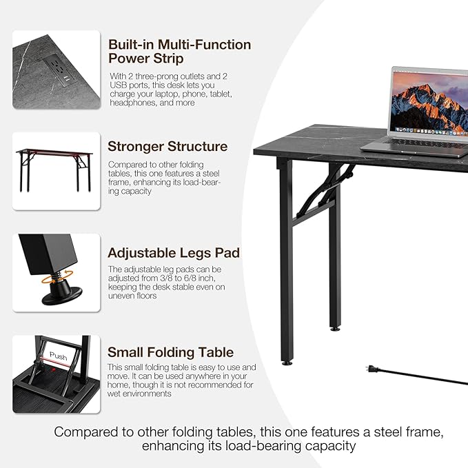 TEMI Small Computer Desk Folding Table - Image 8