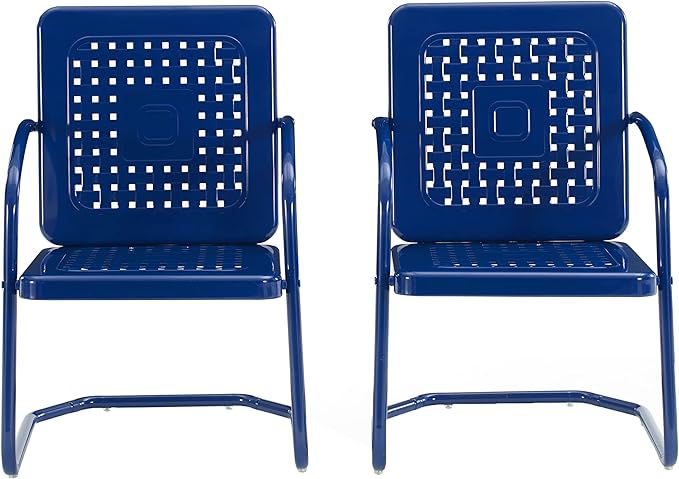 Crosley Furniture Bates 2-Piece Outdoor Chair Set, Retro Metal Patio Chairs - Image 4