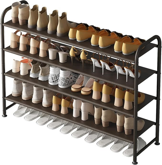 INGIORDAR Shoe Rack 4 Tier Long Storage Organizer Wide Metal Shoe Shelf by INGIORDAR
