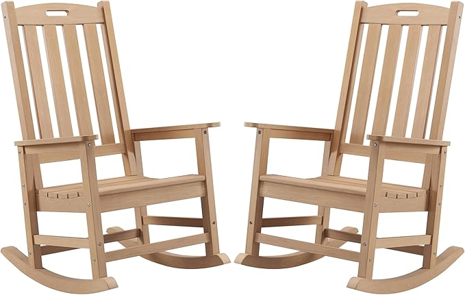 Psilvam Oversized Outdoor Rocking Chair Set of 2, Porch Rocker by PsilvamGardenFurniture
