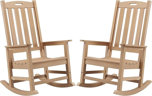 Psilvam Oversized Outdoor Rocking Chair Set of 2, Porch Rocker by PsilvamGardenFurniture