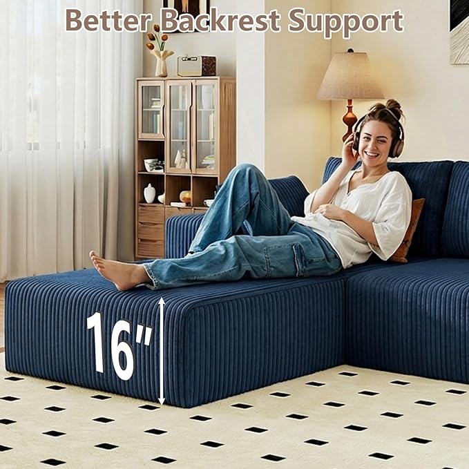 95" Cloud Sectional Couch with L-Shape Chaise, Modular Comfy Sofa Chaise Longue - Image 5