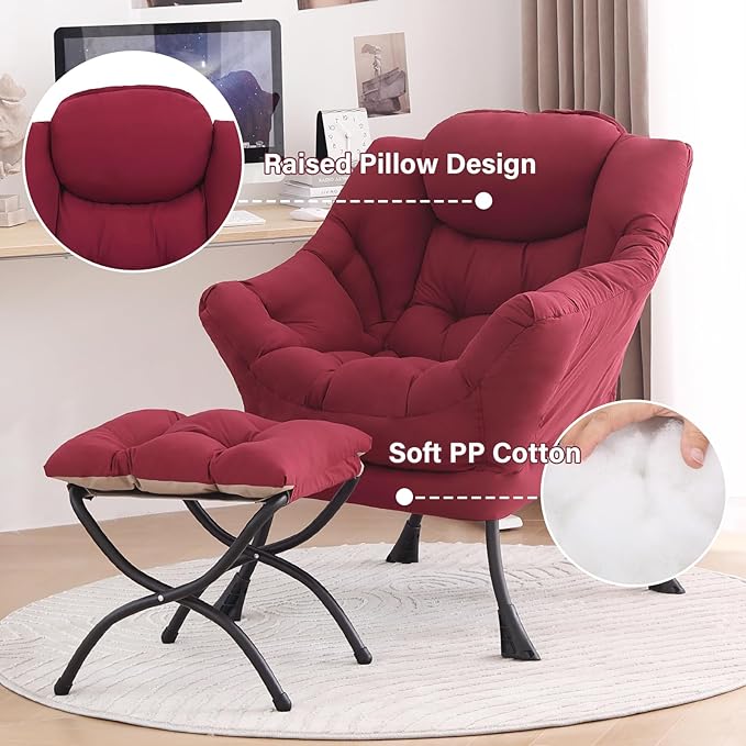 Tiita Lazy Chair with Ottoman, Comfy Leisure Sofa Armchair with Ottoman - Image 4
