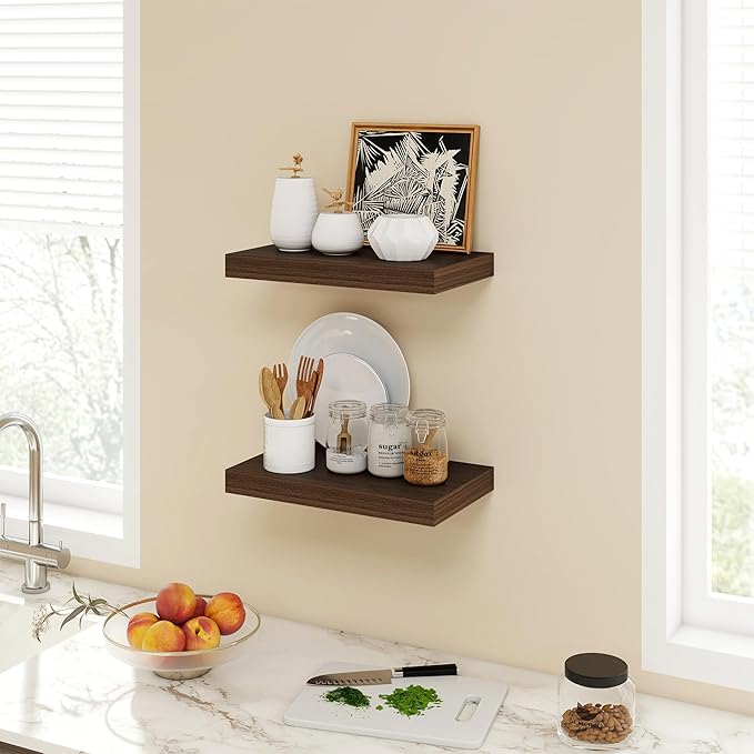 Acovy 16 Inch Floating Shelves, 9.3" Deep Floating Shelf Wall Mounted, Rustic - Image 2