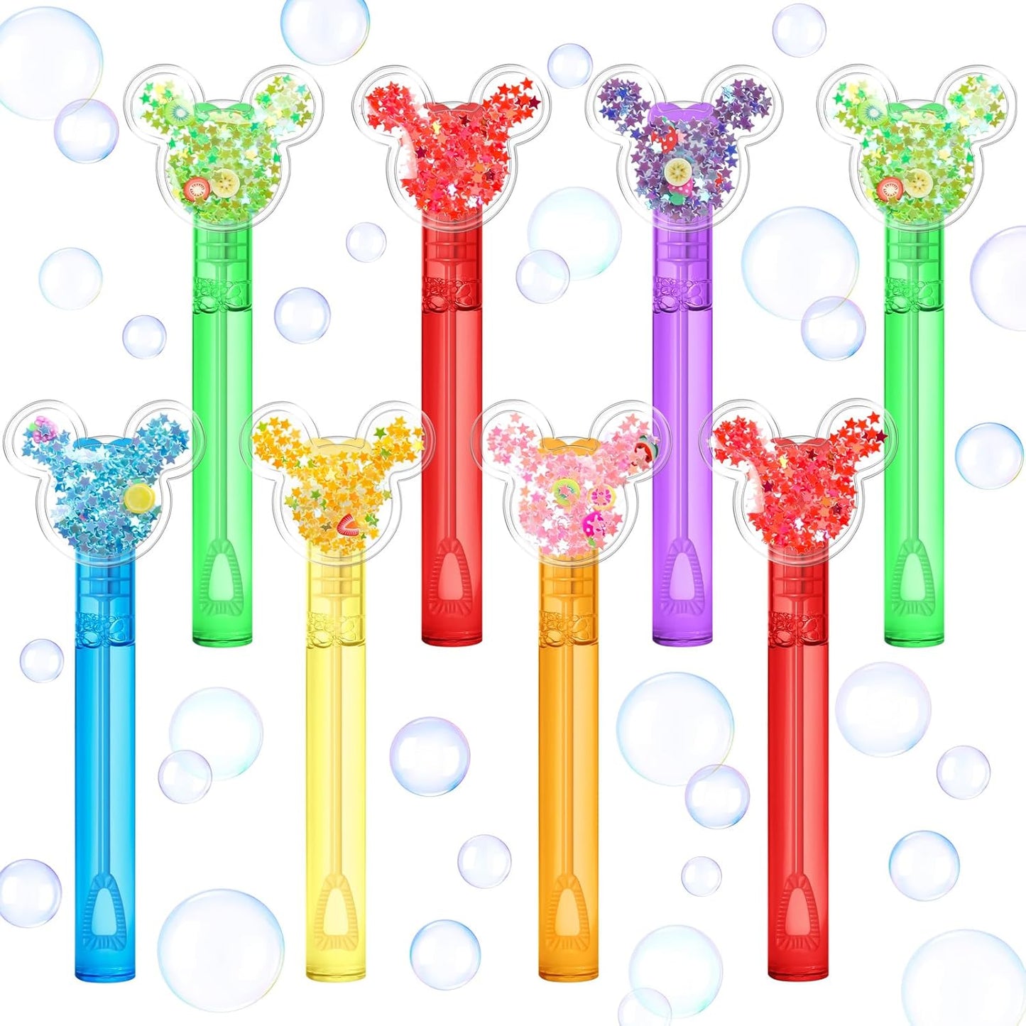 AFZMON 24 Glitter Mouse Ear Bubble Wands for Kids, Mouse Party Favors Mini Bubbles Birthday Gift Toy Goodie Bag Stuffers Classroom Prizes Wedding Party Supplies