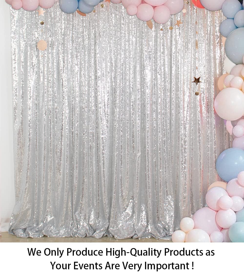 ShinyBeauty Sequin Curtain-Backdrop-5FTx10FT-Silver-Sequin Fabric Photo Booth Backdrop