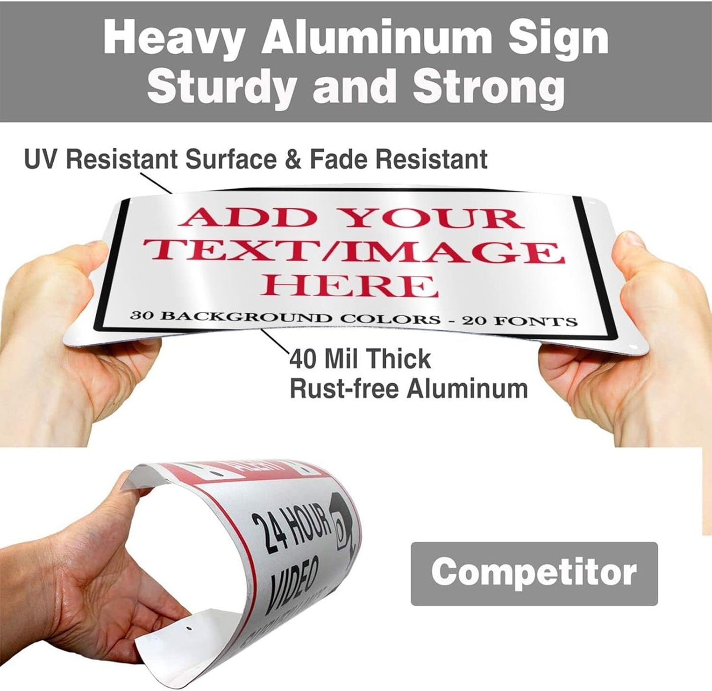 Custom Signs Outdoor Metal Sign - 12 x 8 Personalized Aluminum Rust-Proof Entrance Signs, Garden Hazard Intersection Parking Decorative (Black Text Box)