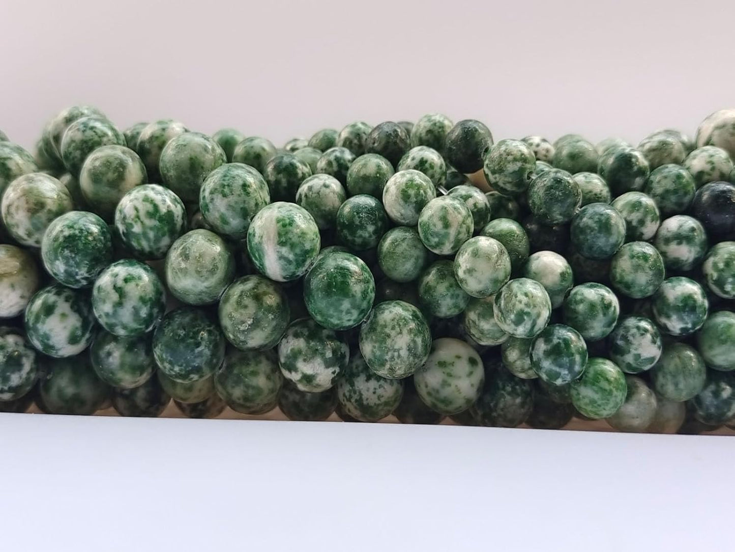 Stone Beads 8mm 100pcs Green Spot Jasper Beads Round Loose Gemstones Beads for Bracelet Necklace Jewelry Making (8mm, 60806 Green Spot Jasper)