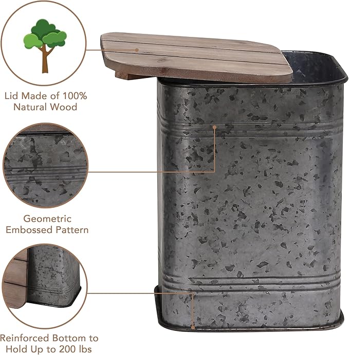 Rustic Storage Ottoman Seat Stool, Farmhouse Accent Side Table, Antique - Image 7