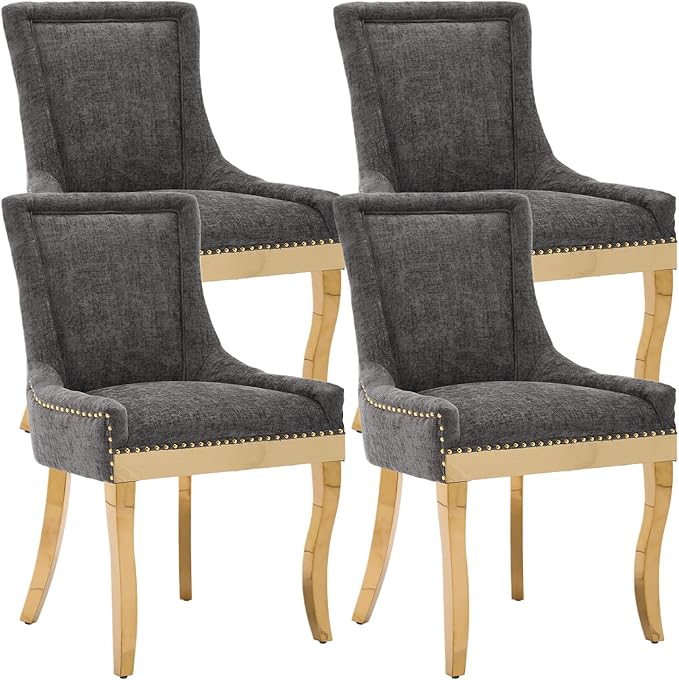 Upholstered Dining Chairs Set of 4, Modern Fabric Side Chairs by MZDOO