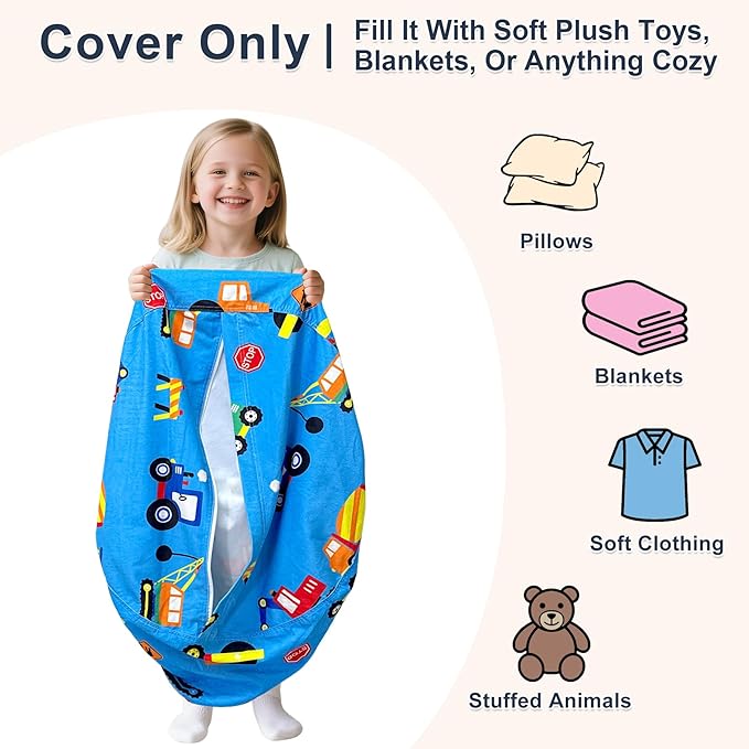 Lukeight Stuffed Animals Storage Bean Bag Chair Cover - Image 3