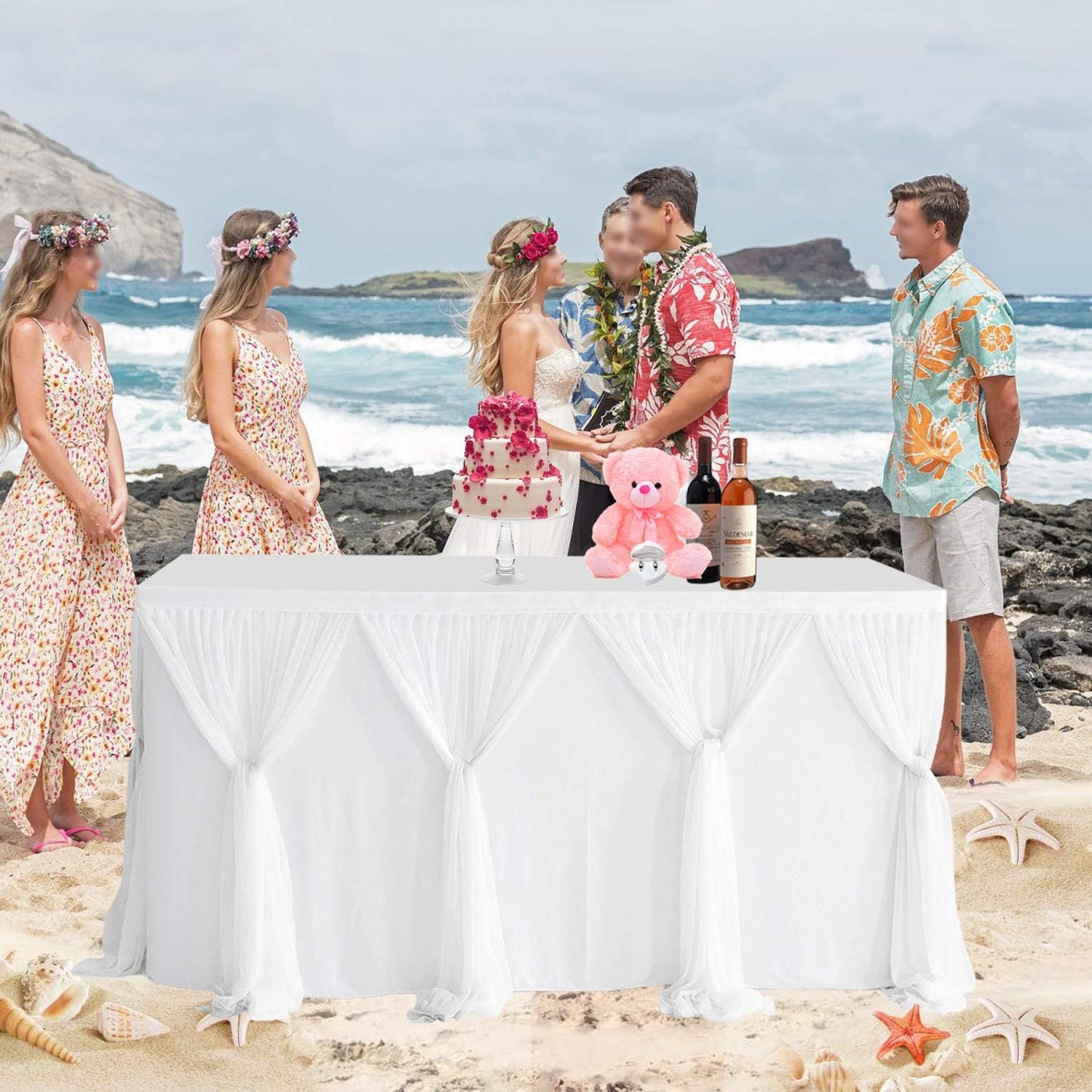 9ft Table Skirt White Tulle Tablecloth Tutu Table Skirt for Wedding Bridal Baby Shower Birthday Party Cake Dessert Buffet Banquet Decorations