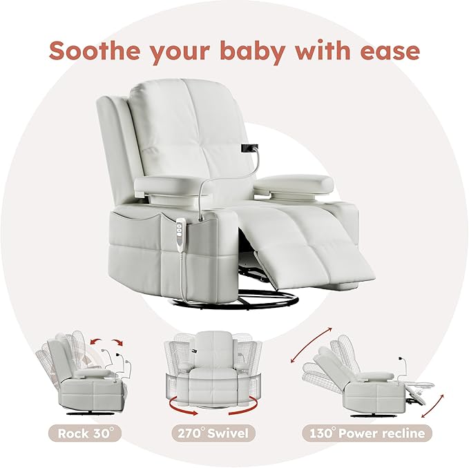 MAMAZING Lullapod Power Nursery Recliner Rocking Chair, Triple Motor Power - Image 6