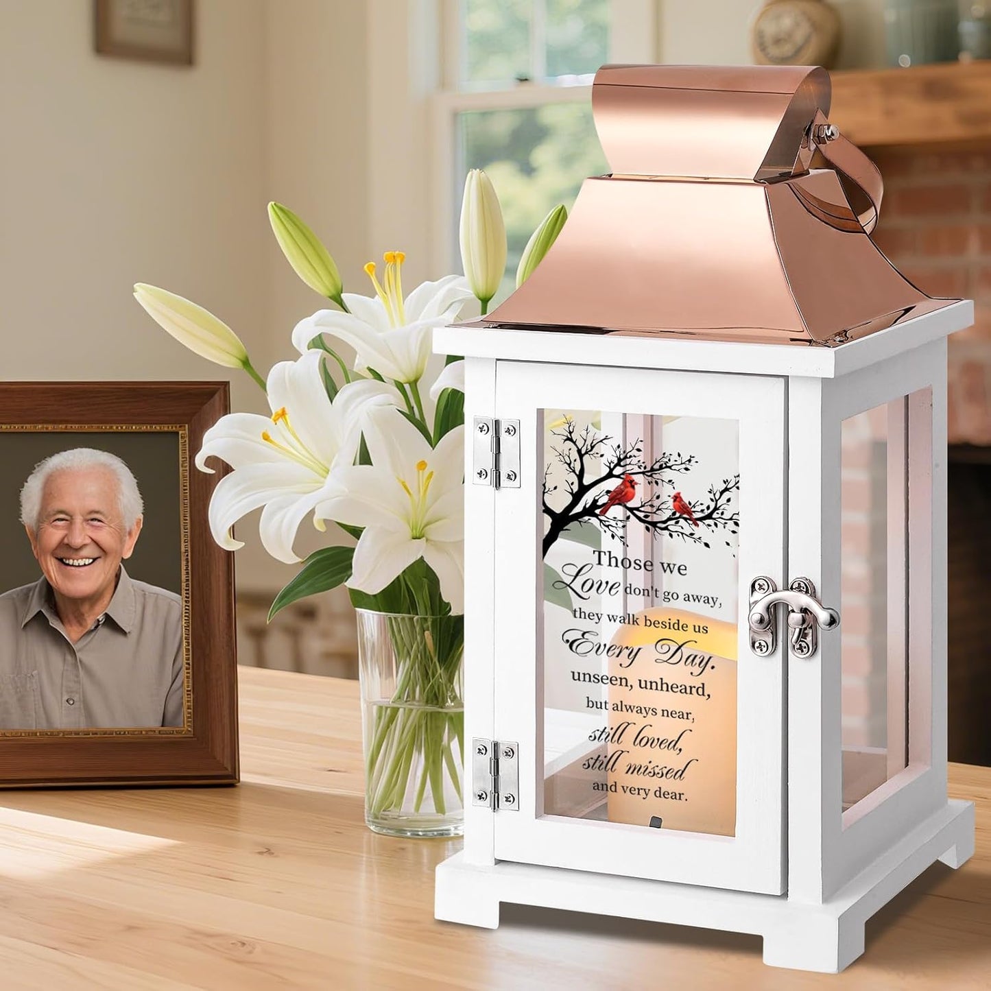 Memorial Lantern, Bereavement Sympathy Gifts for Loss of Loved One Mother Father Brother Sister, Sympathy Lantern Condolences Funeral Gifts in Memory of Loved One with LED Candle