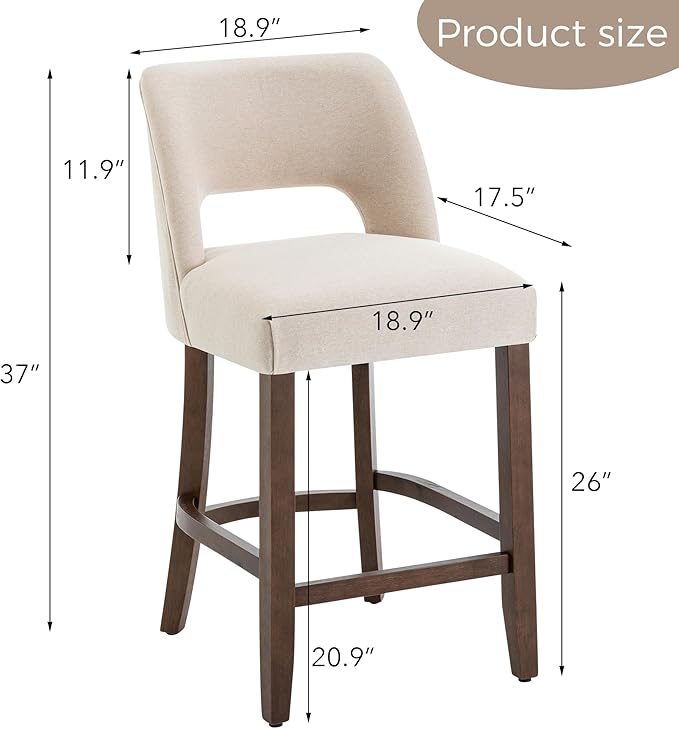 VKNOW Bar Stools Set of 4, Modern Counter Stools - Image 2