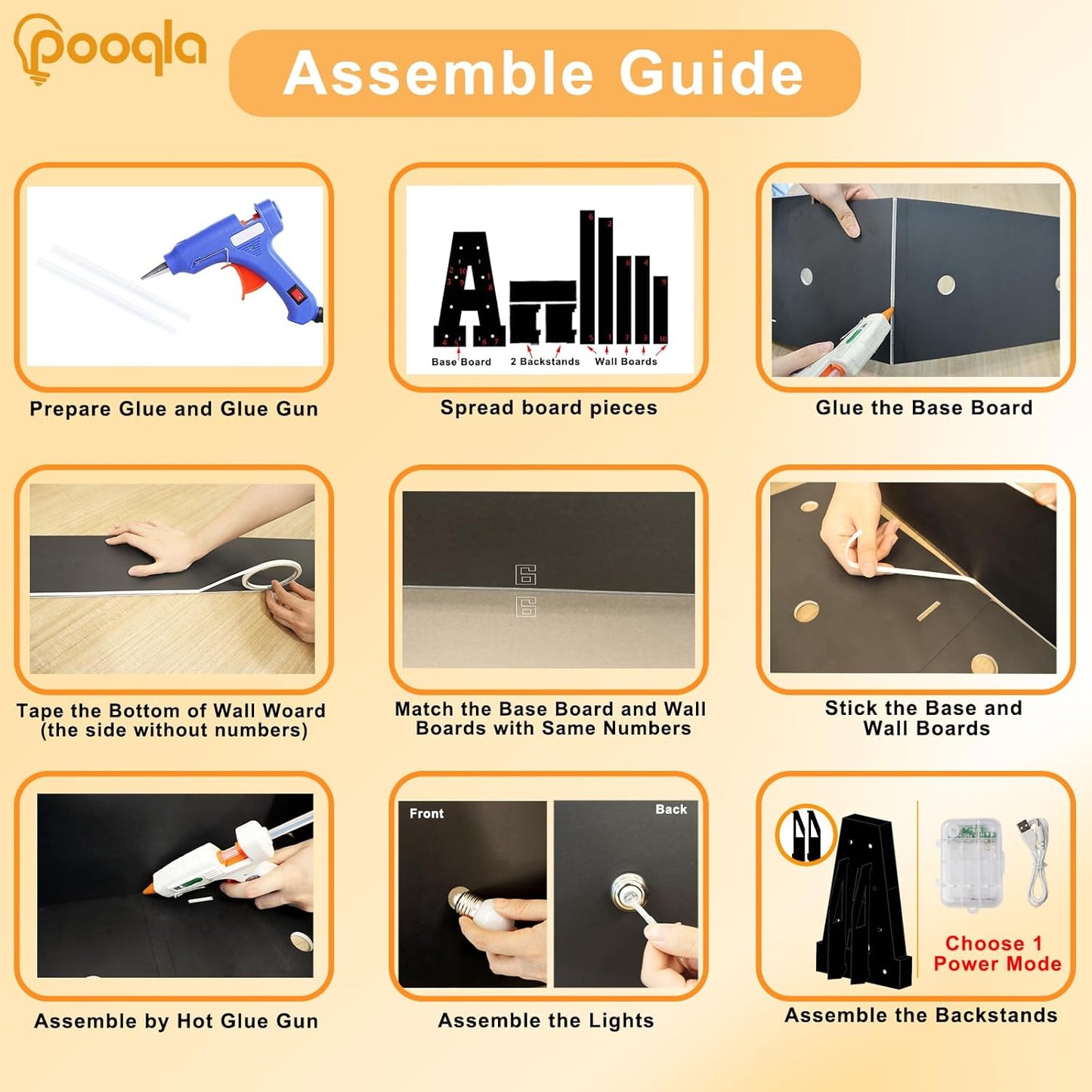 Pooqla 3FT Marquee Light Up Letters, Black LED Party Decor Large Marquee Letters 3 Feet Tall, Giant Mosaic Letter for Birthday Graduation Anniversary Wedding Decoration, Symbol &