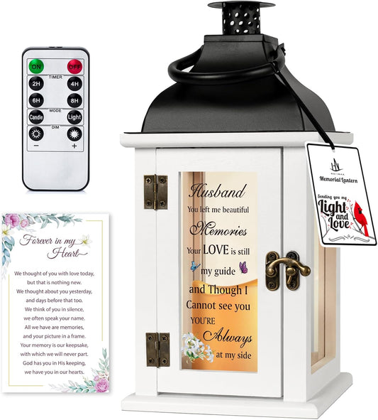 Memorial Gift for Loss of Husband Memorial Lantern for Loss of Husband Sympathy Gift Remembrance Gifts Bereavement Gifts for Loss of Husband with LED Candle