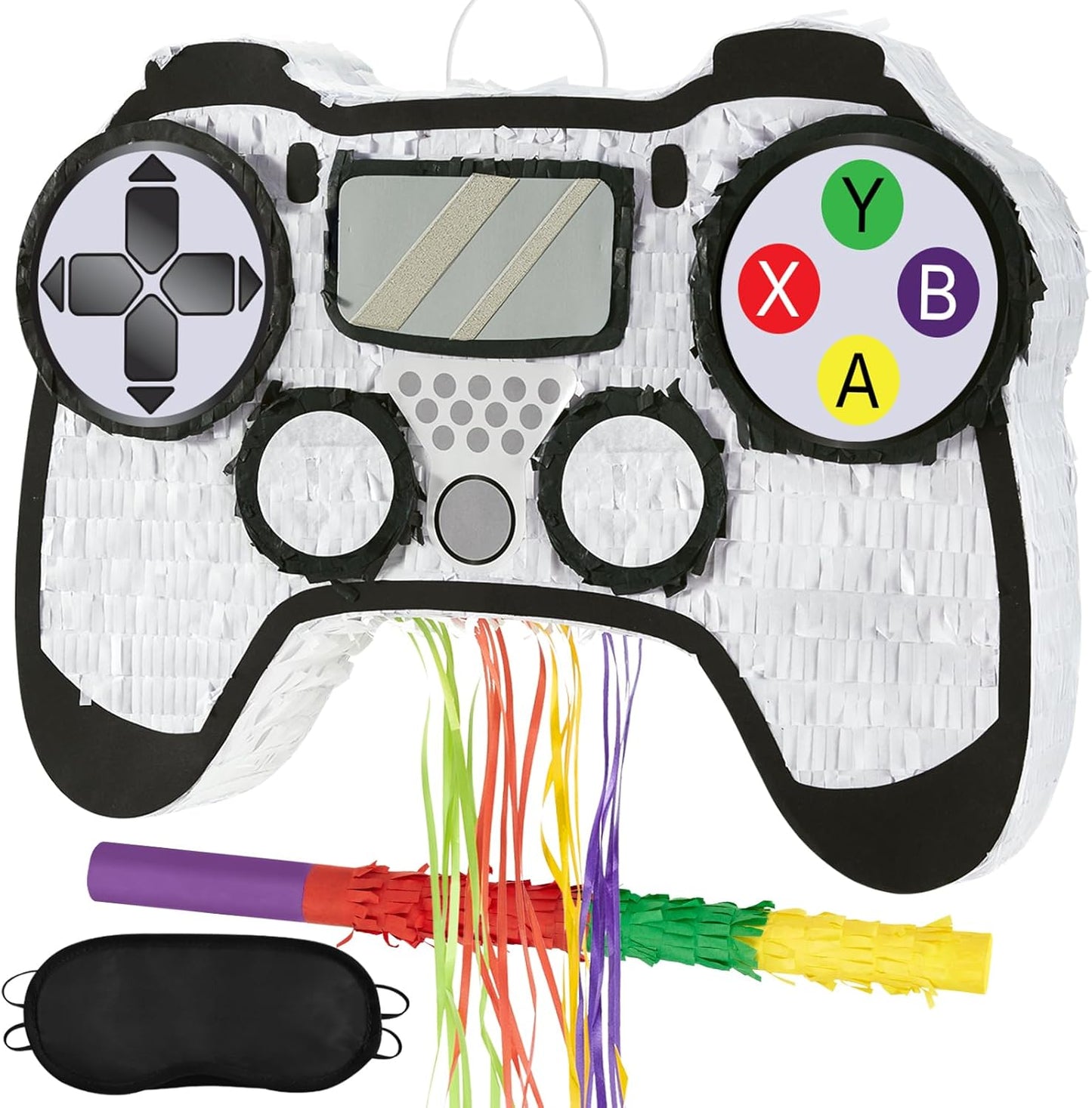 WERNNSAI Video Game Piñata - Game Controller Piñata Bundle with Blindfold and Bat for Boys Piñata Gaming Theme Party Decoration Supplies Pull String Piñata for Birthday Party Celebration