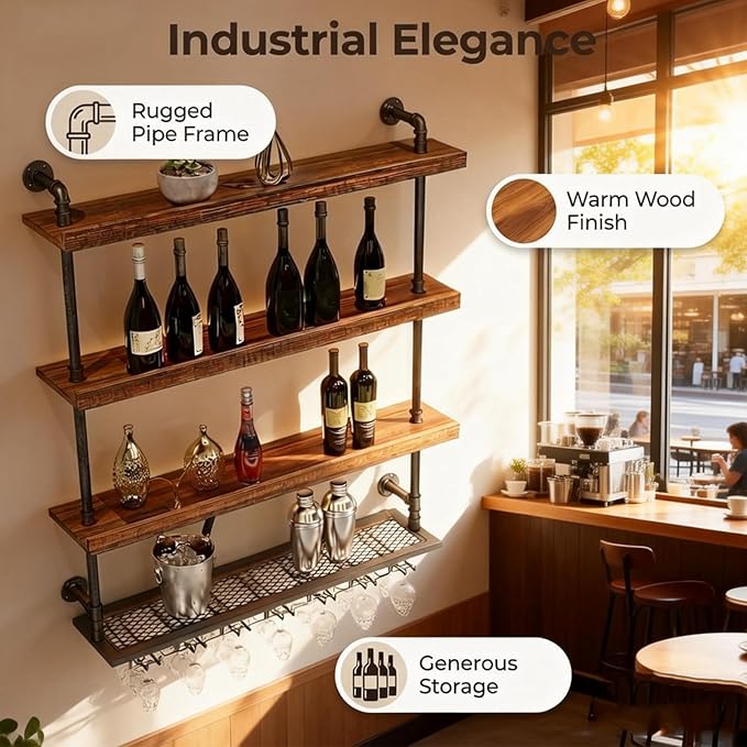39.3in Wall Mounted Wine Rack - Image 6
