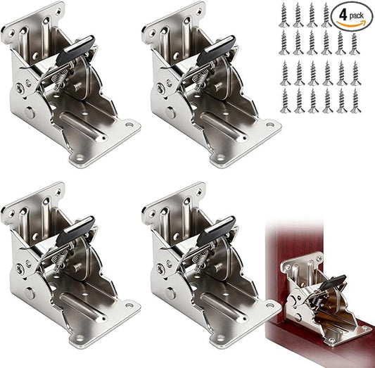 4 Pack Folding Brackets 0°-90°-180°, Heavy-Duty Self-Lock Hinge by LDZJHTYY