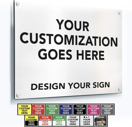 Custom Metal Signs, Personalized Aluminum, Customized Safety, Business Signs, Waterproof Outdoor, White Aluminum (White, 12x8 In)